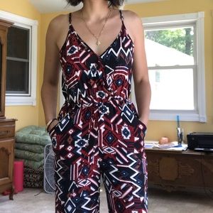 Aztec Print Strappy Jumpsuit
